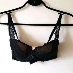 Lace and Dot Mesh Bra